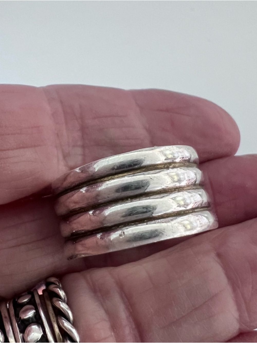 Sterling silver mens vintage 4 band ring size 11 1/4 Stacked Ring